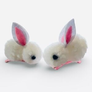 SOLD OUT White Fluffy Bunny Alligator Clip Set New
